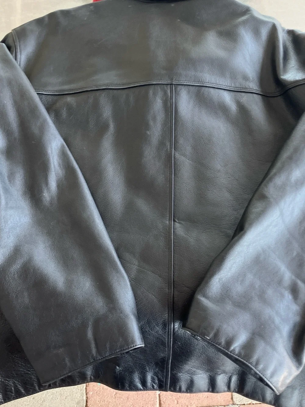 Dockers genuine black  leather coat XL men’s , lining is poly ,cotton, like new